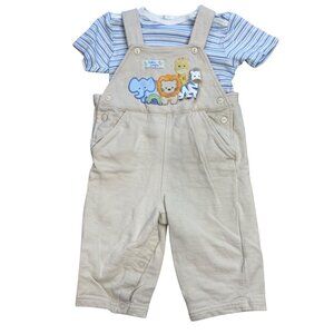 Vintage First Moments Layette Jungle Outfit Size 6-9M Embroidered Animals Knit